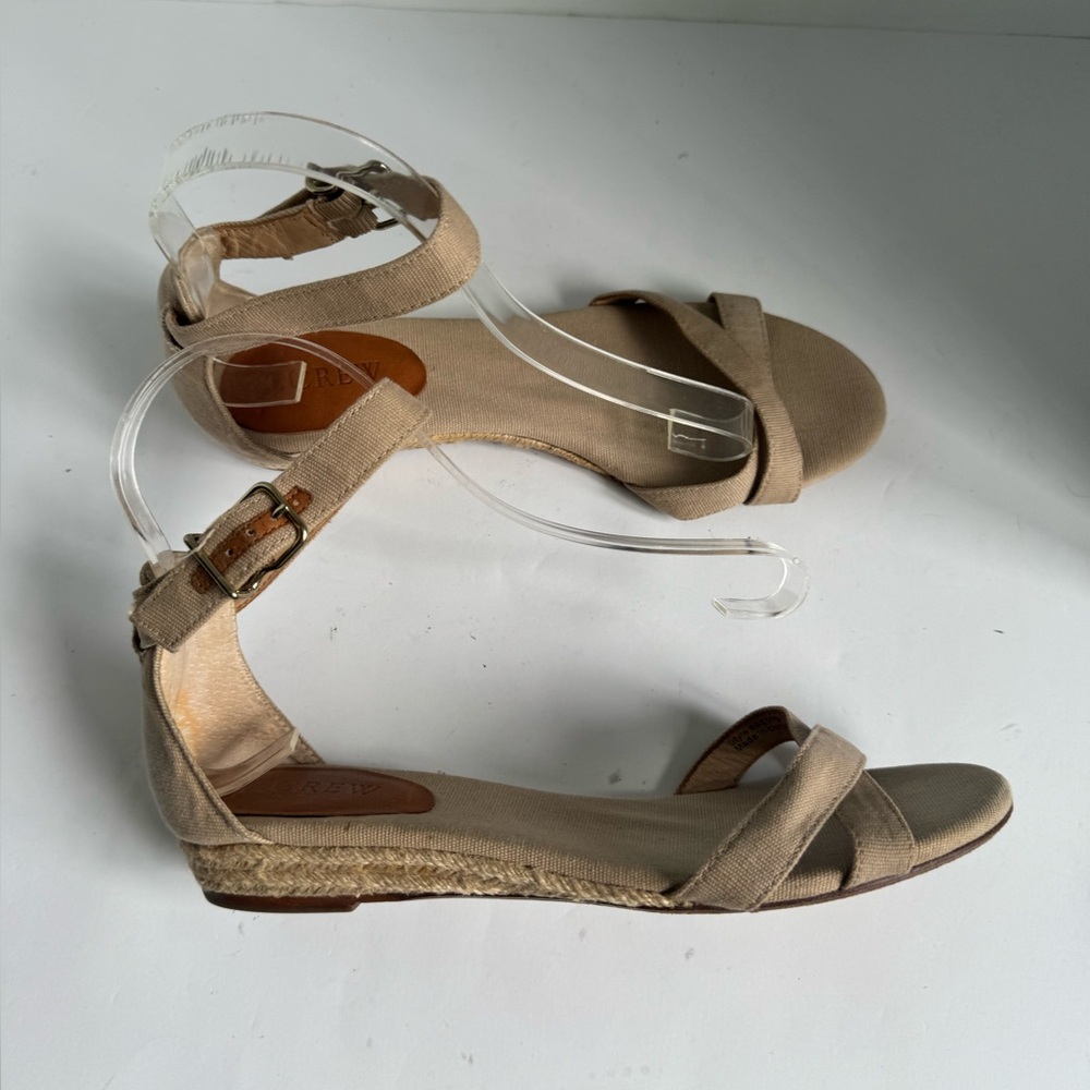 J. Crew Marina  Canvas tan criss-cross strappy Sandals. Size 8 - Picture 8 of 16